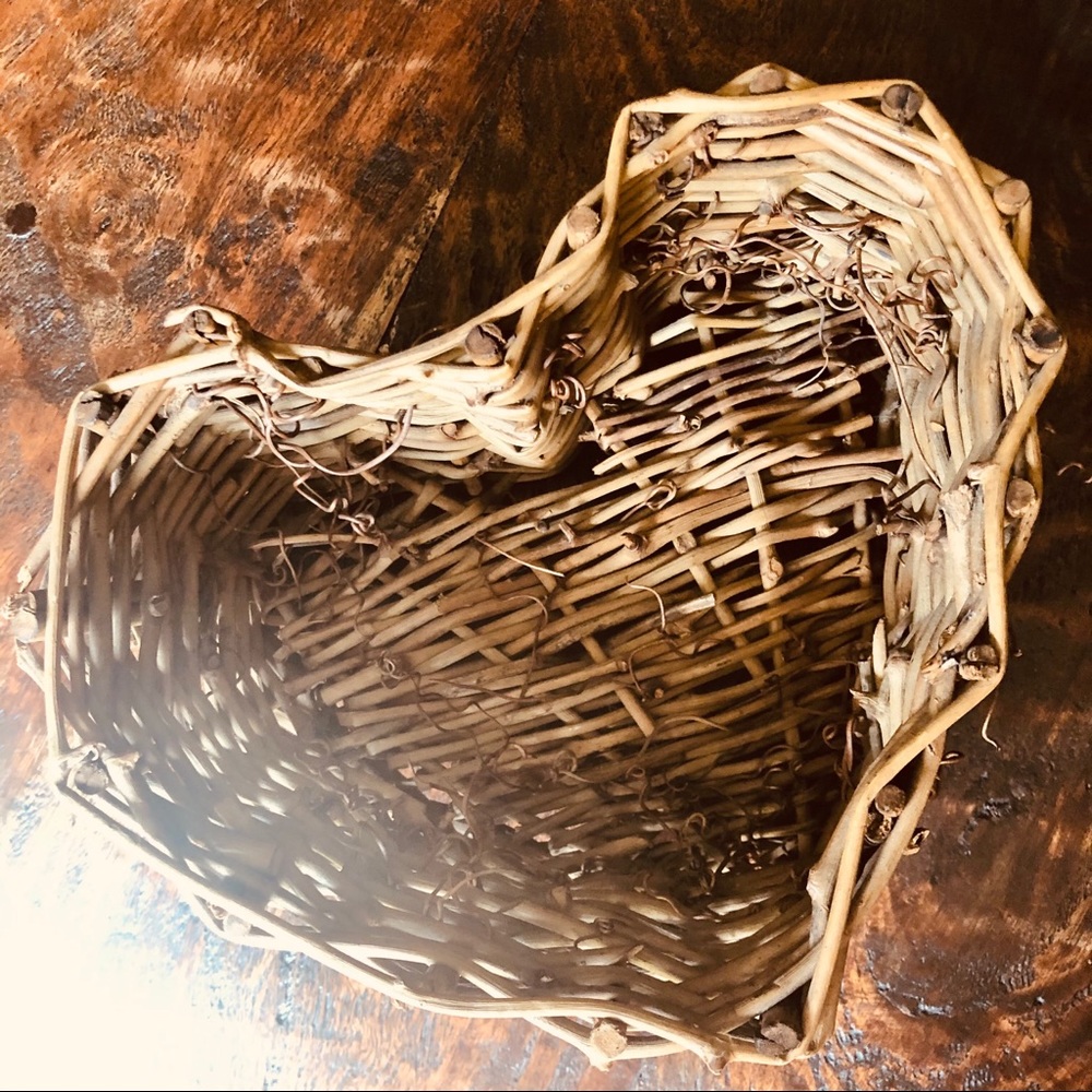 Rustic heart shaped basket